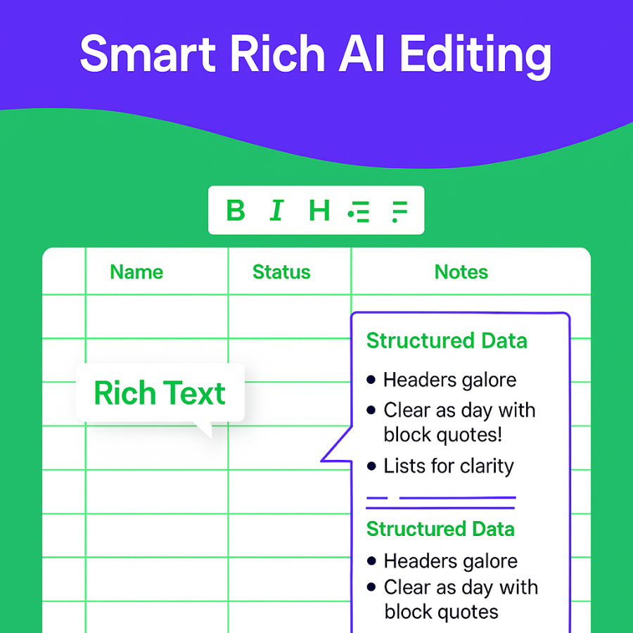 Beyond Spreadsheets: Artavolo's Smart Rich AI Editing – Where Structured Data Speaks Volumes (and Languages!)