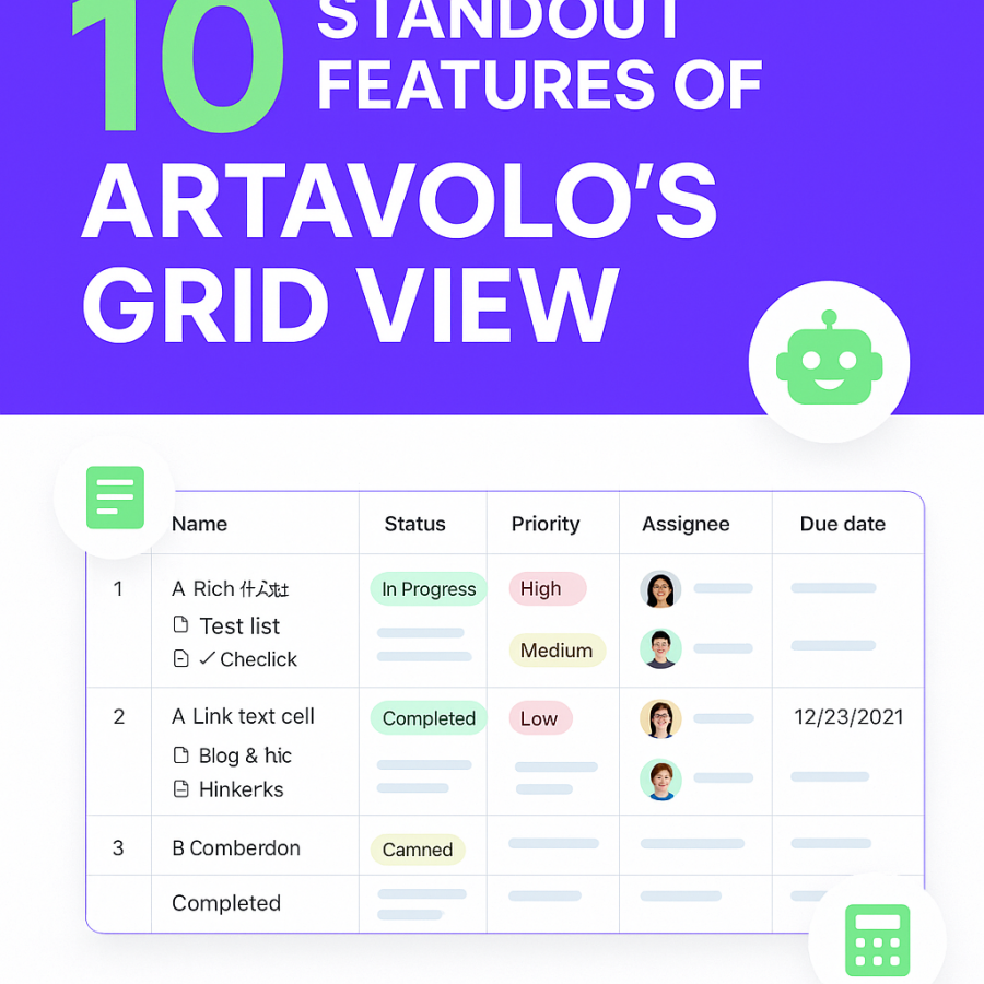 10 Standout Features of Artavolo’s Grid View (That Make Project Management Actually Enjoyable)